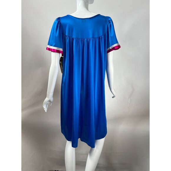 Vintage Henson Blue Nylon Nightgown With Pink & White Trim Small NWT Made in USA - Picture 7 of 16